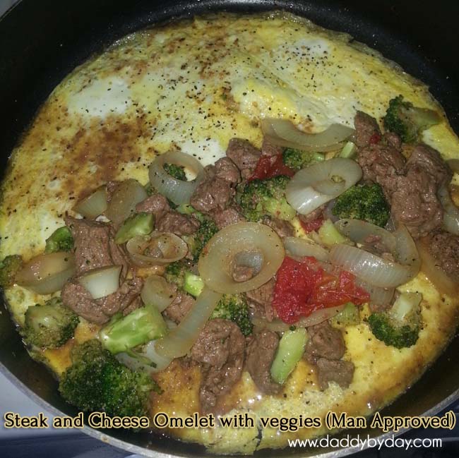 Steak and Cheese Omelet with veggies (Man Approved)