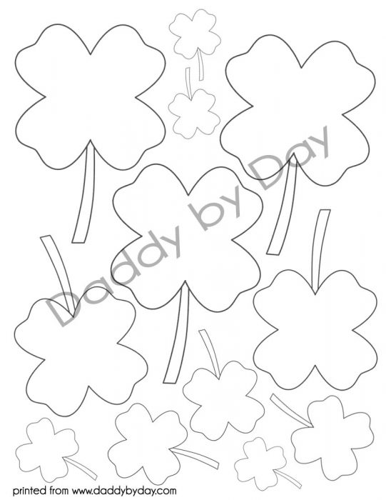 Shamrock / Four Leaf Clover Printable Coloring Page