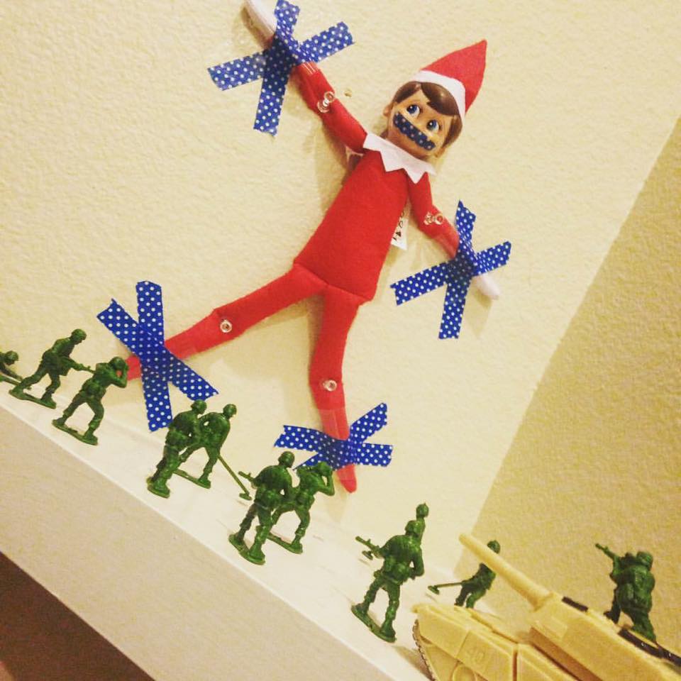 30 fun and unique Elf on the Shelf Ideas - Elf On the Shelf Caught by the Army
