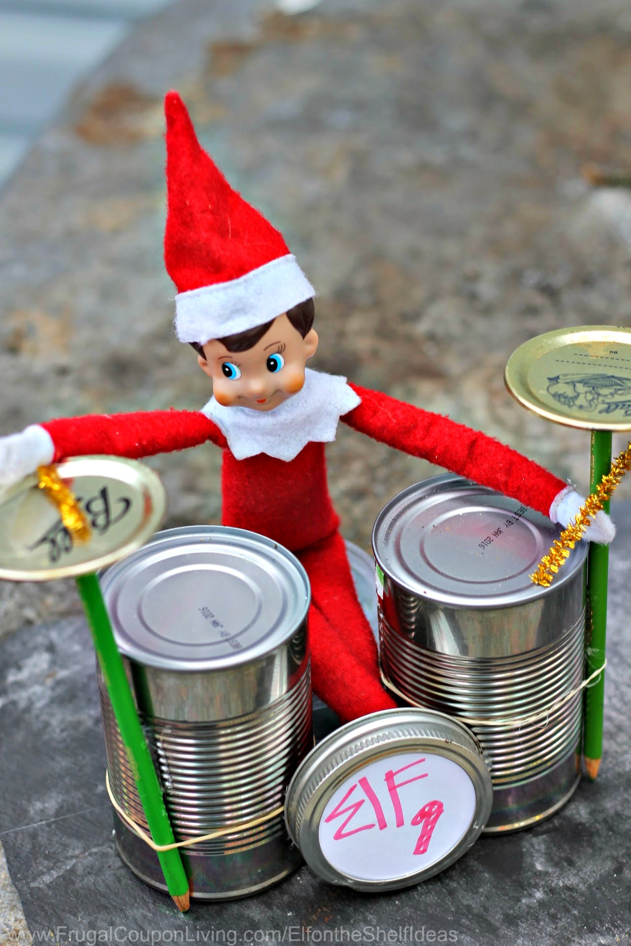 30 fun and unique Elf on the Shelf Ideas - Elf On the Shelf Rock Band Drums