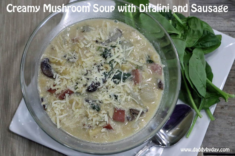 Creamy Mushroom Soup with Ditalini and Sausage